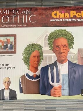 Chia Pet American Gothic Decorative Planter - Green Hair